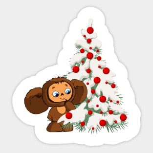 Cheburashka Winter Sticker